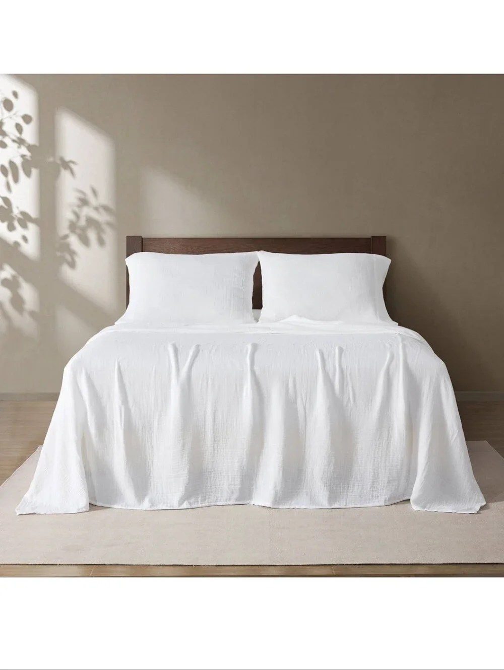 New!Calm Luxury White Queen Sheet Set Soft Breathable Gauze Bedding Cottagecore